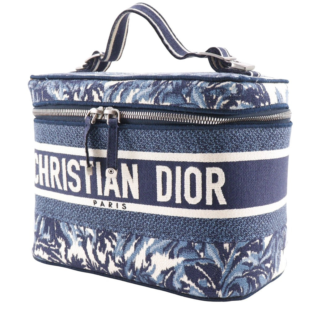 Dior Handbag Embroidery Palms Travel Vanity Women Canvas White Travel Bag