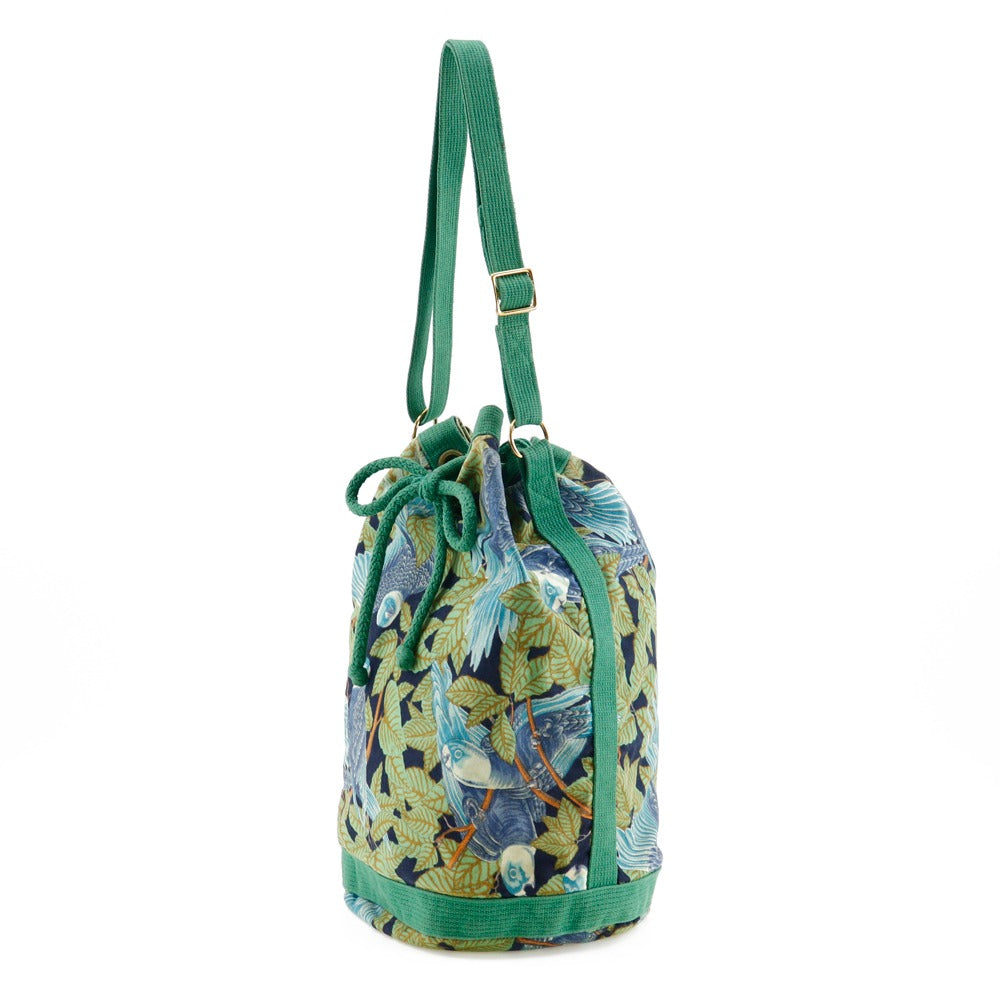 Hermes Shoulder Bag Cotton Botanical Pattern Bird Pattern One Green Belt