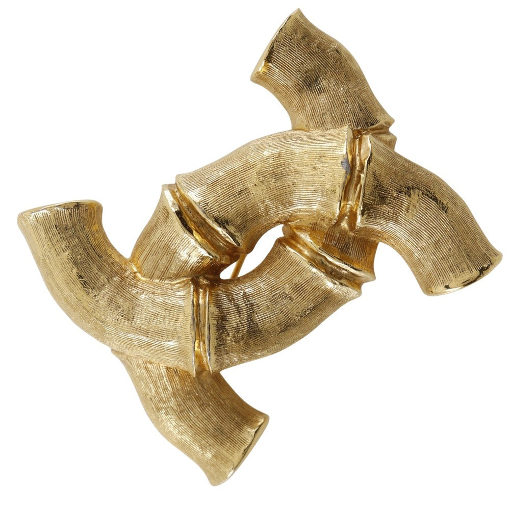 Chanel Brooch Plated Bamboo COCO Mark Gold Handbag