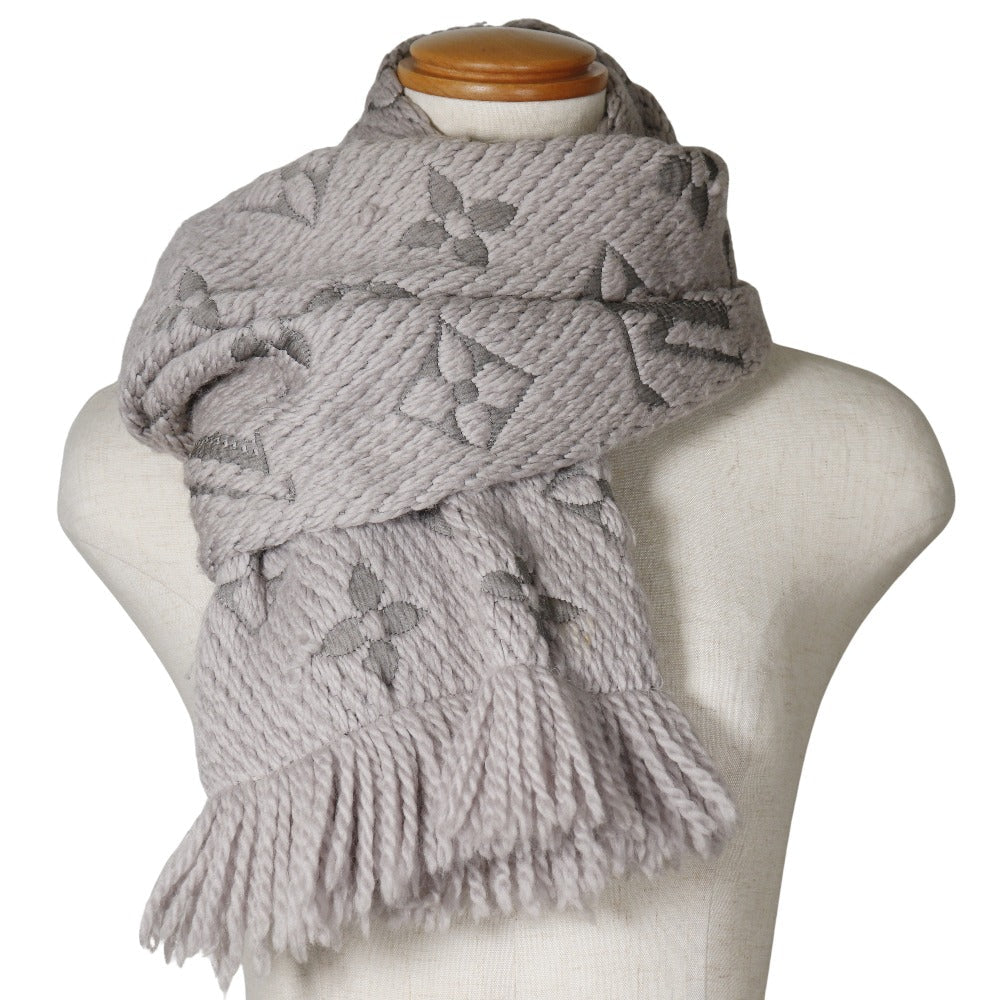 Louis Vuitton Scarf M74742 Escalp Mania Muffler Wool Gray Logo Apparel
