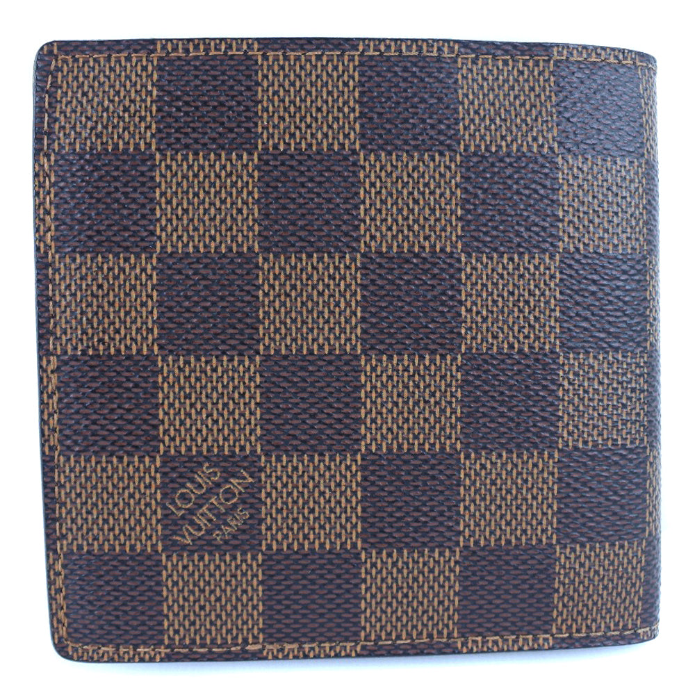 Louis Vuitton Bifold N61675 Damier Portefeuille Marco Canvas Brown Wallet Case