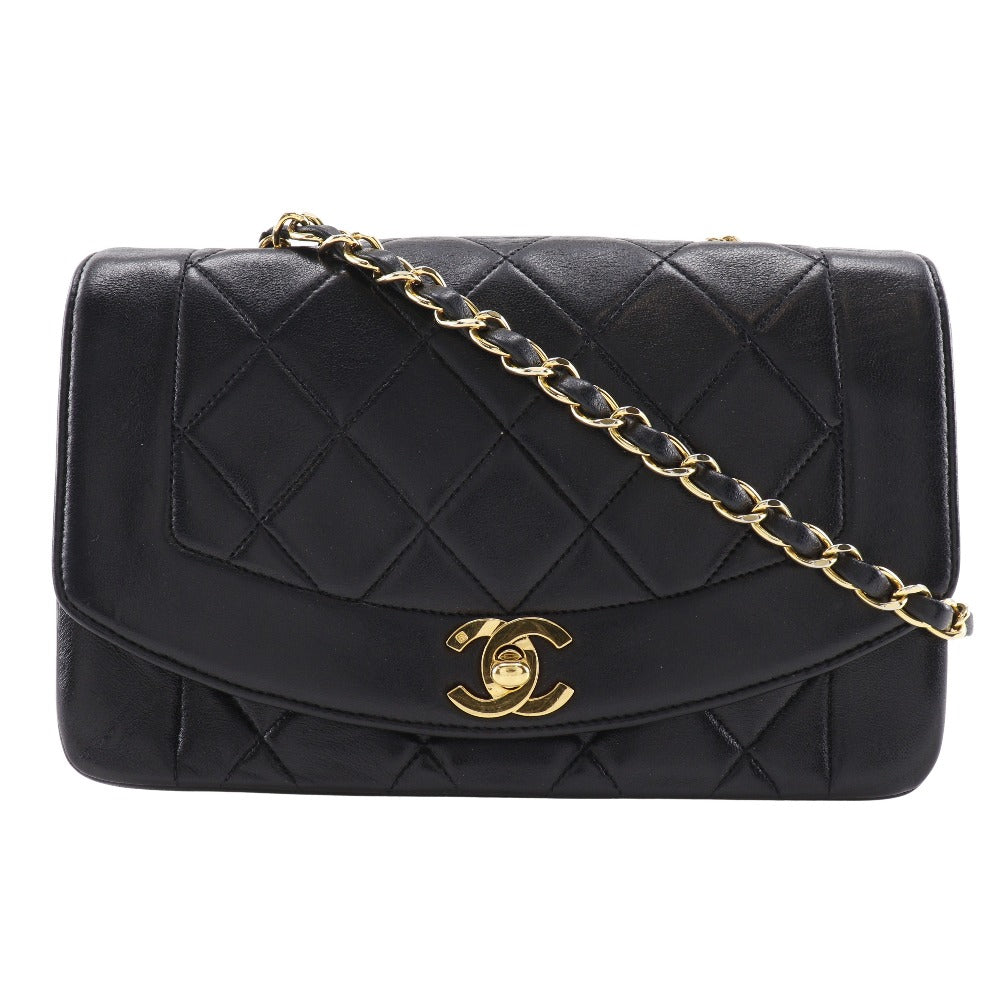 Chanel lambskin Matrasse Diana 22 ChainShoulder Black Shoulder Bag