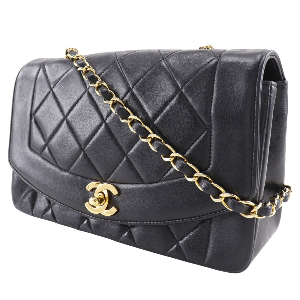 Chanel lambskin Matrasse Diana 22 ChainShoulder Black Shoulder Bag