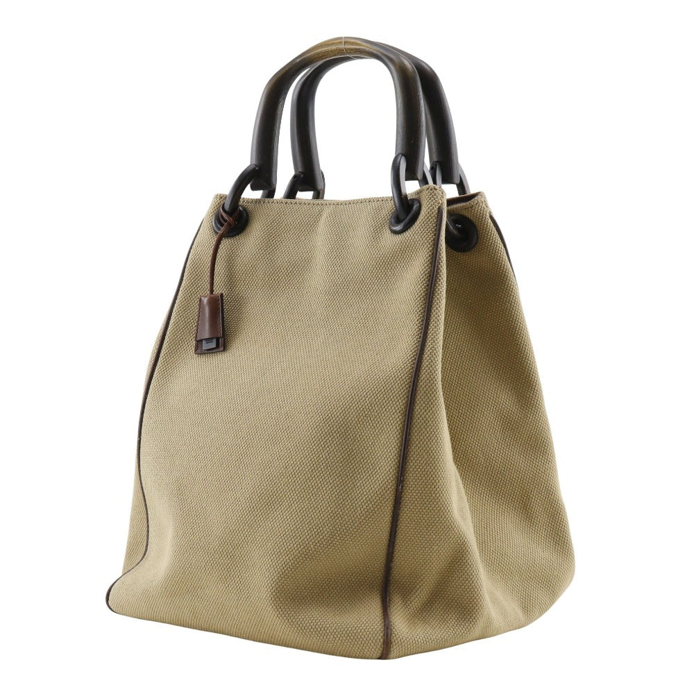 Gucci Wood handle Canvas Beige Handbag