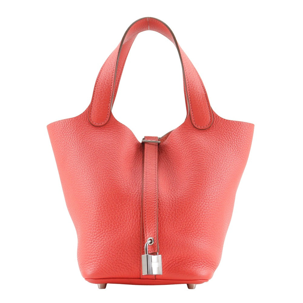 Hermes Handbag Taurillon Clemence Picotan Rock Pm Women Metal Pink Silver Travel Bag