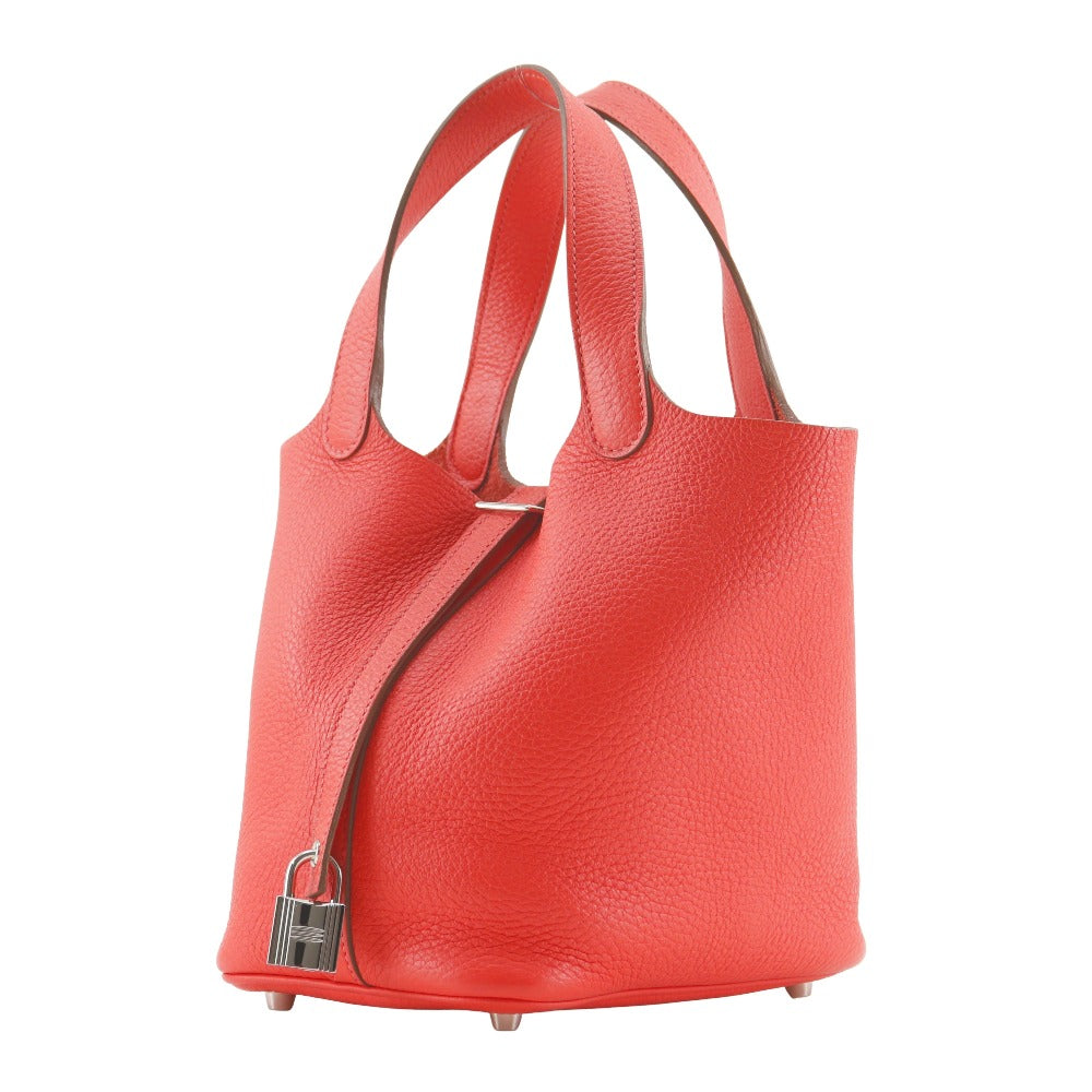 Hermes Handbag Taurillon Clemence Picotan Rock Pm Women Metal Pink Silver Travel Bag