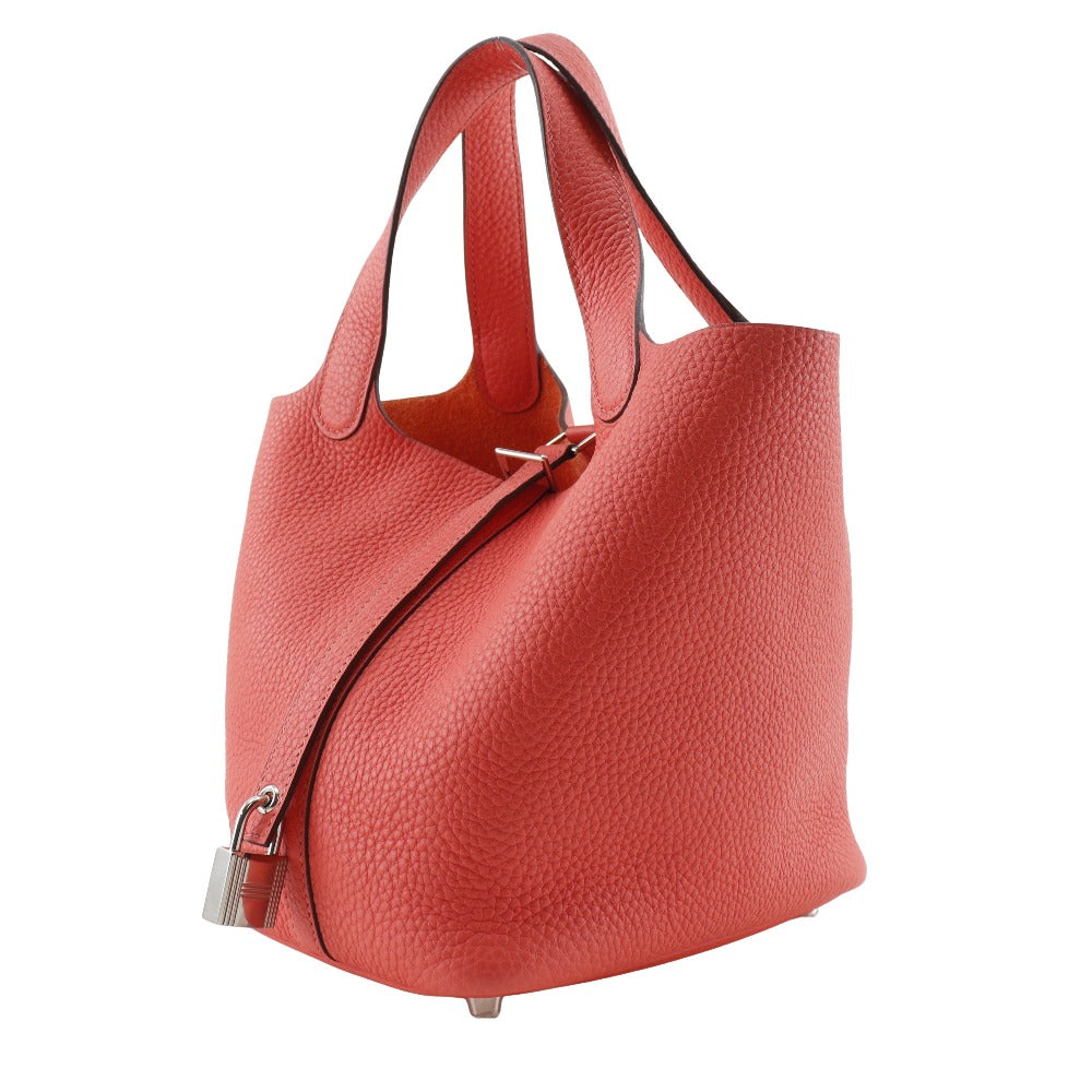 Hermes Handbag Taurillon Clemence Picotan Rock Pm Women Metal Pink Silver Travel Bag I131725033