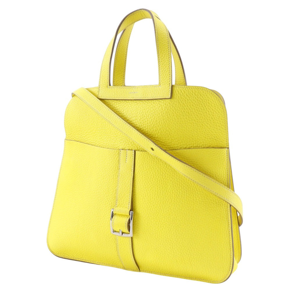 Hermes Handbag Taurillon Clemence Arzan Yellow Travel Bag