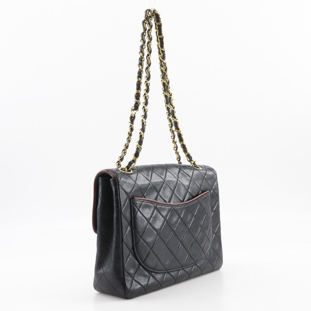 Chanel lambskin Double Matrasse ChainShoulder Black Shoulder Bag