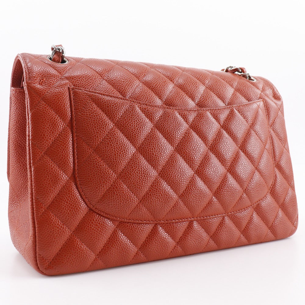 Chanel Caviar skin Double flap Double Deca Orange Shoulder Bag