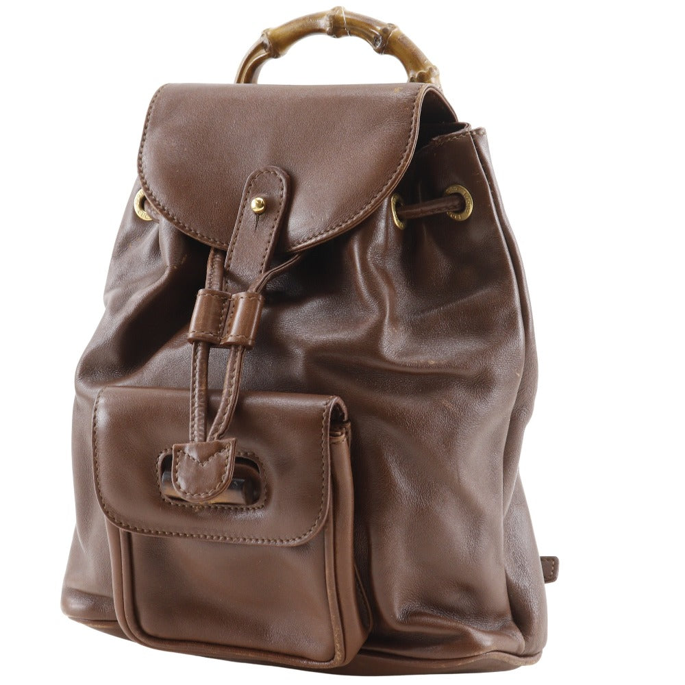 Gucci Backpack Old Bamboo handle Leather Brown