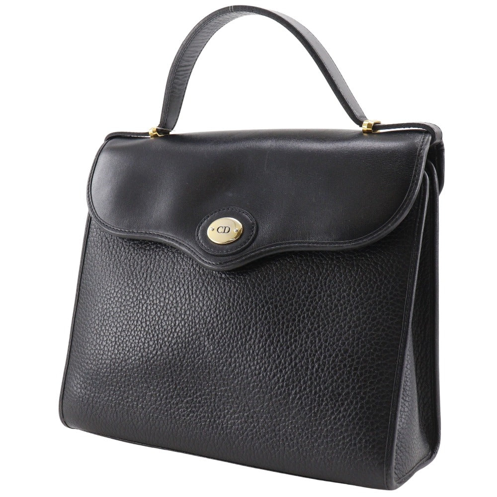 Dior Christian Handbag Calfskin One Handle Cd Women Black Logo Travel Bag