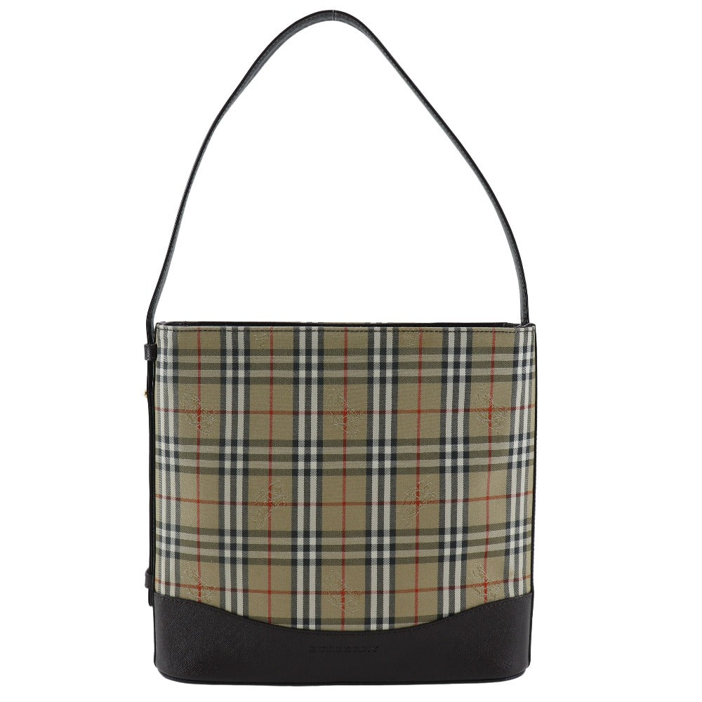 Burberry Shoulder Bag Nova Check Women Leather Canvas Brown