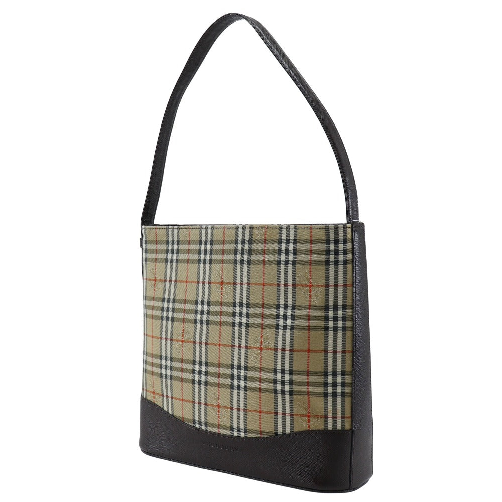Burberry Shoulder Bag Nova Check Women Leather Canvas Brown