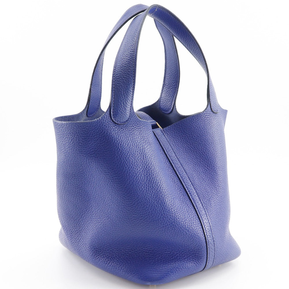 Taurillon Clemence Metal Picotan Lock Mm Women Blue Gold Travel Bag