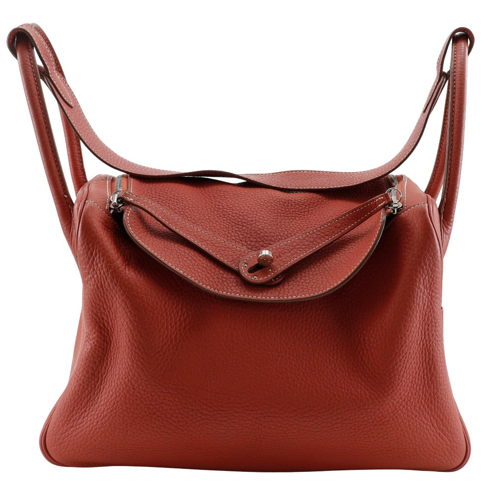 Hermes Handbag Togo 2Wayshoulder Lindy Women Metal Silver Orange Shoulder Bag