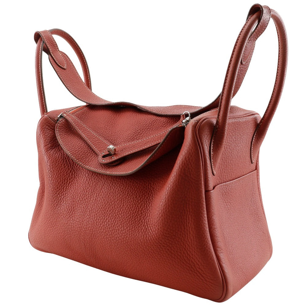 Hermes Handbag Togo 2Wayshoulder Lindy Women Metal Silver Orange Shoulder Bag