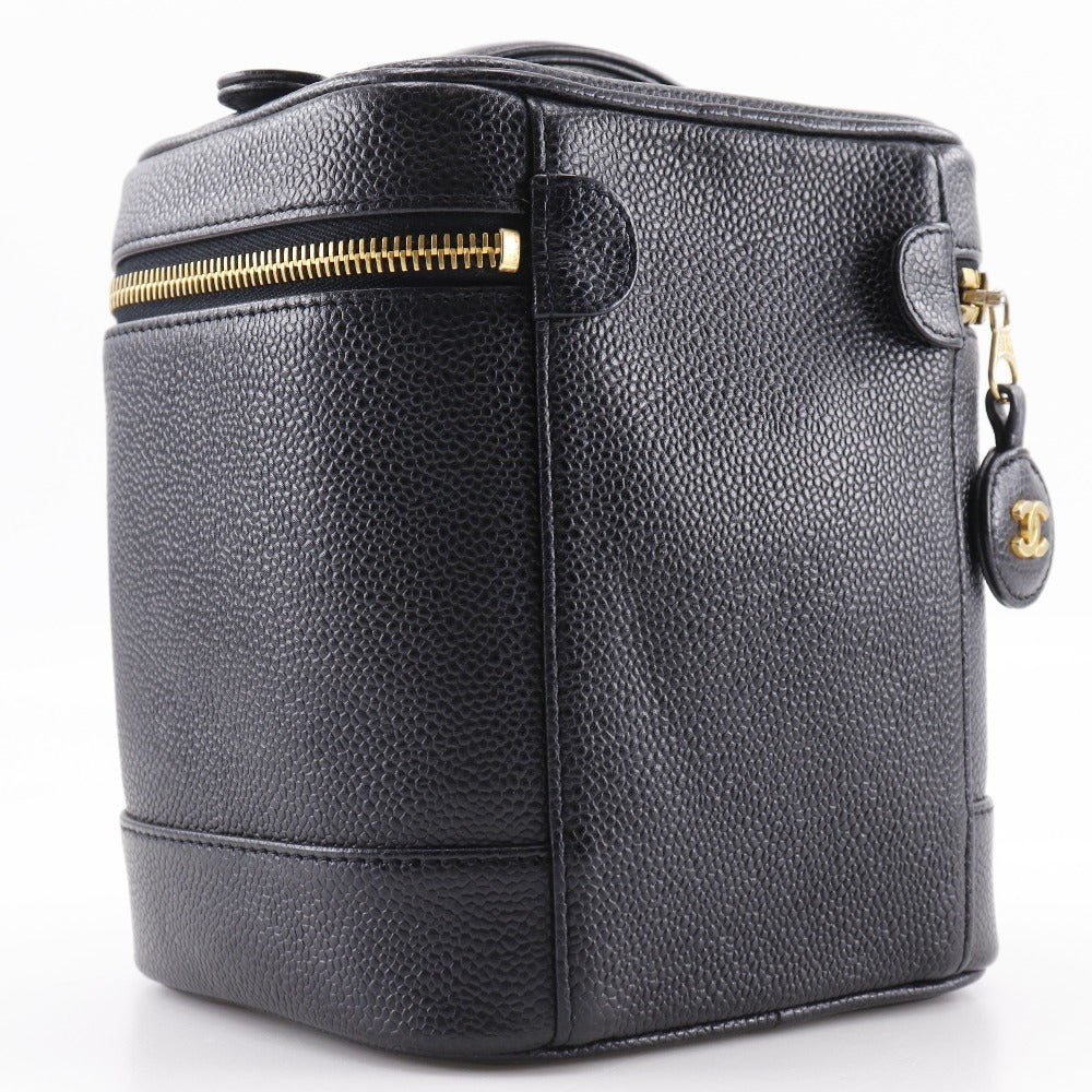 Chanel Caviar skin COCO Mark Vanity Black Handbag 4