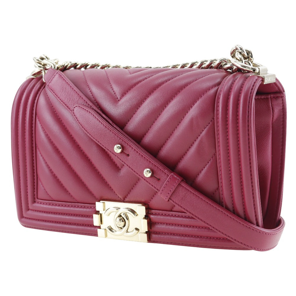 Chanel lambskin wine- Boy Red Shoulder Bag