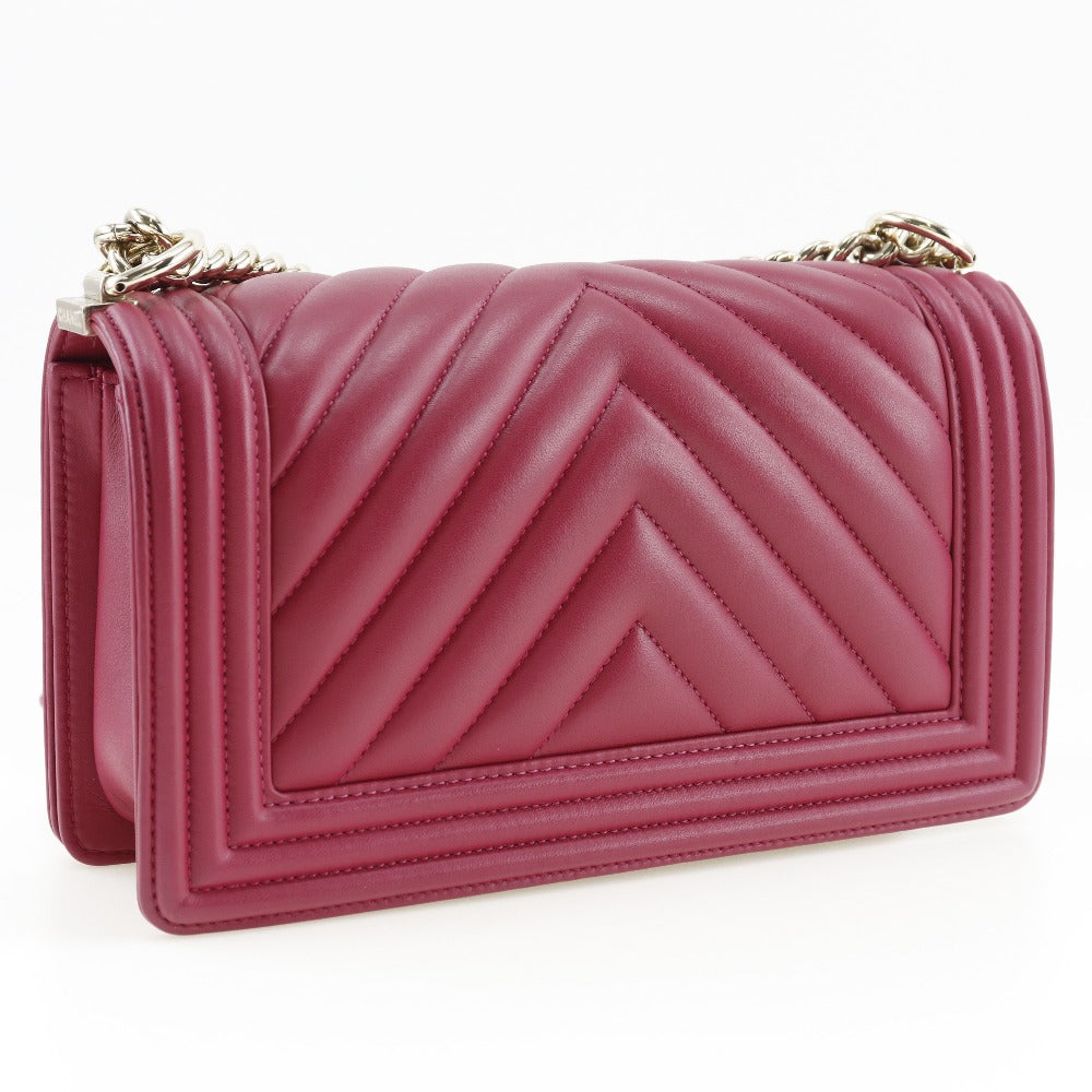 Chanel lambskin wine- Boy Red Shoulder Bag