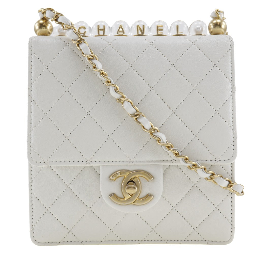 Chanel lambskin Matrasse White Shoulder Bag