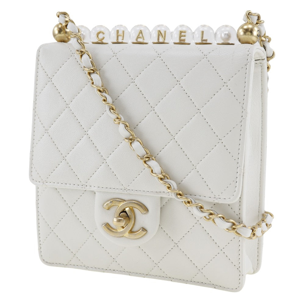 Chanel lambskin Matrasse White Shoulder Bag