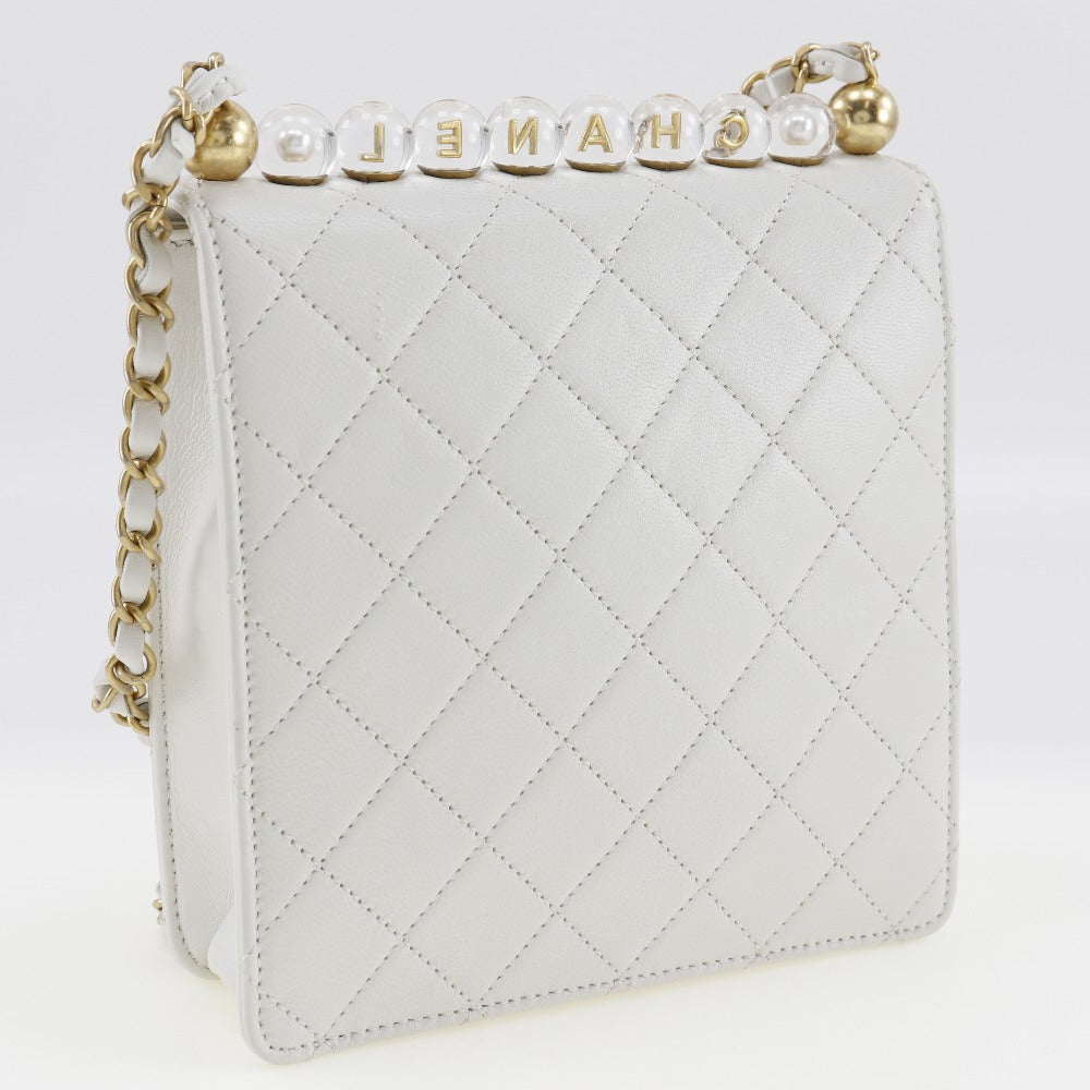 Chanel lambskin Matrasse White Shoulder Bag