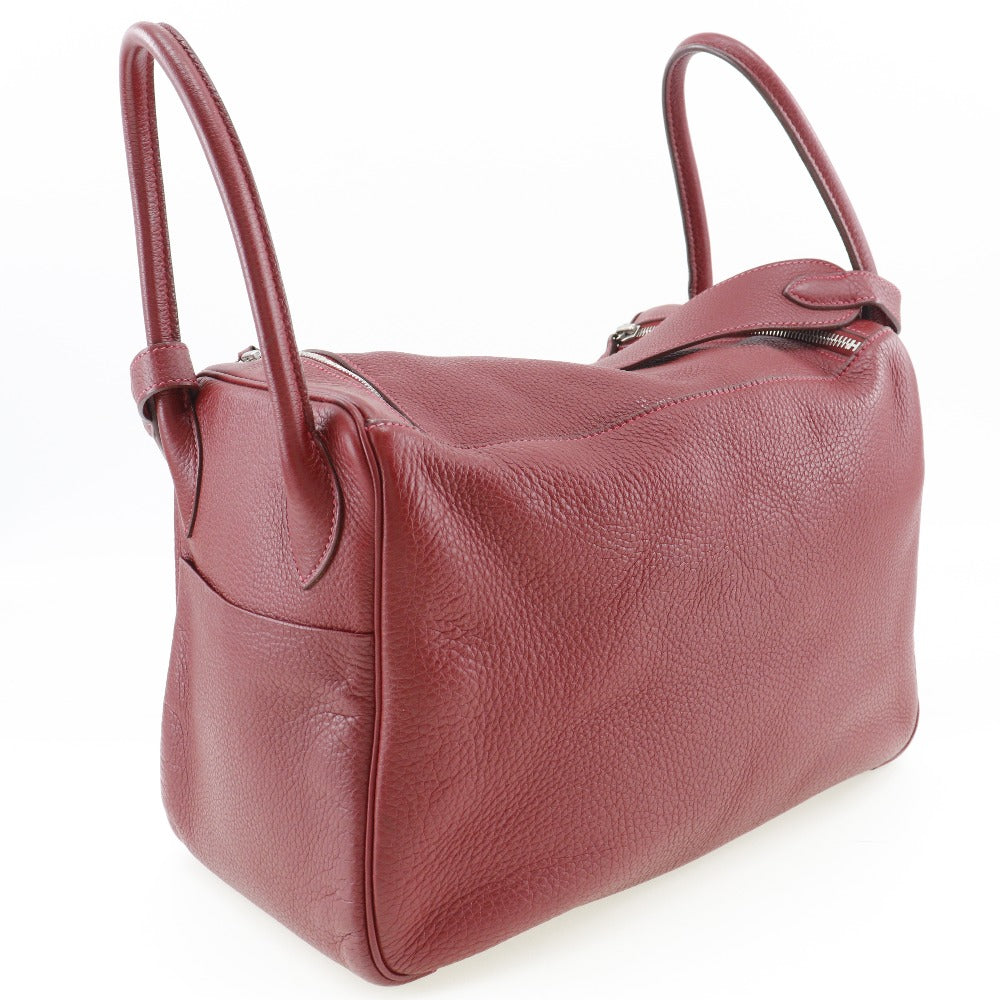 Hermes Handbag Taurillon Clemence Lindy Women Red Travel Bag