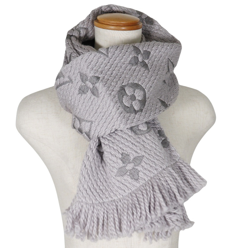 Louis Vuitton Scarf silk Esharp Logomania Wool Gray Apparel