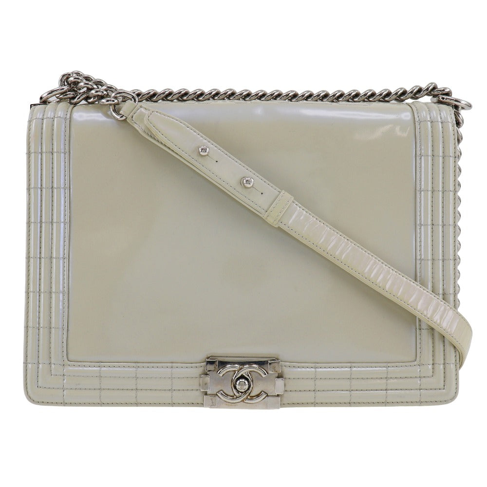Chanel enamel Boy ChainShoulder White Shoulder Bag