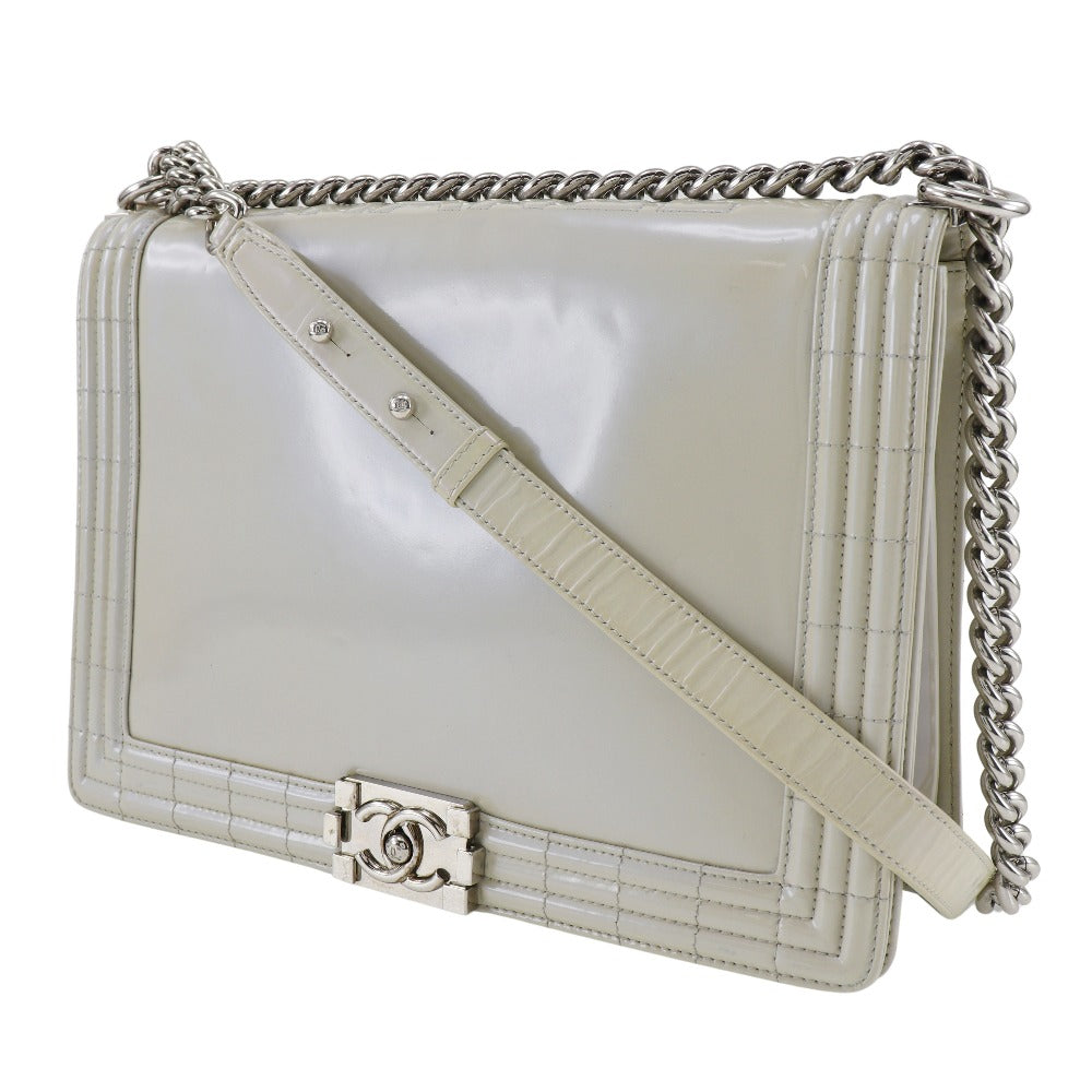 Chanel enamel Boy ChainShoulder White Shoulder Bag