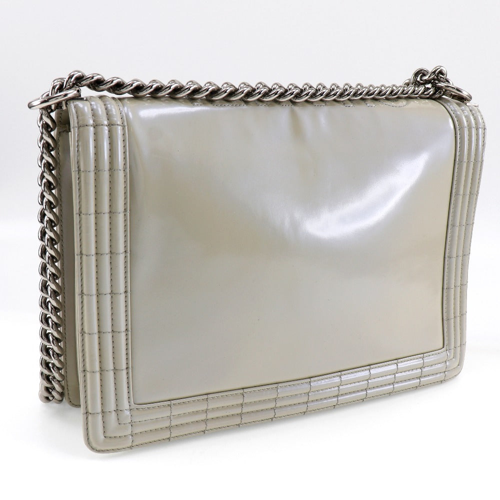 Chanel enamel Boy ChainShoulder White Shoulder Bag