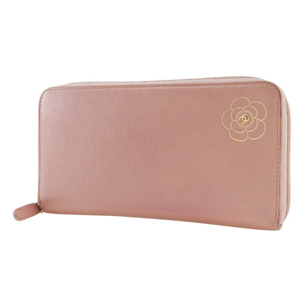 CHANEL Long Wallet Purse leather pink Women
