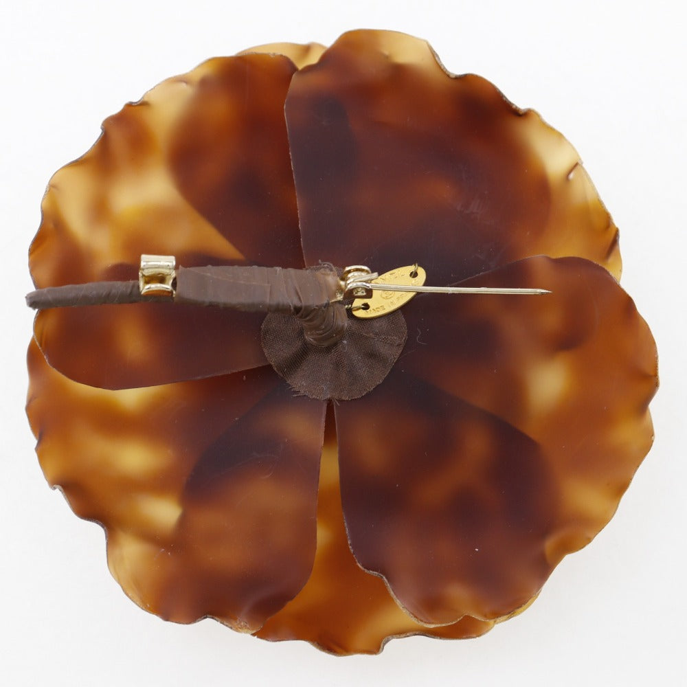CHANEL Brooch enamel Brown Camelia Women New