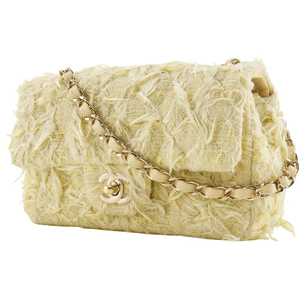 Chanel tweed yellow ChainShoulder matrasse Shoulder Bag