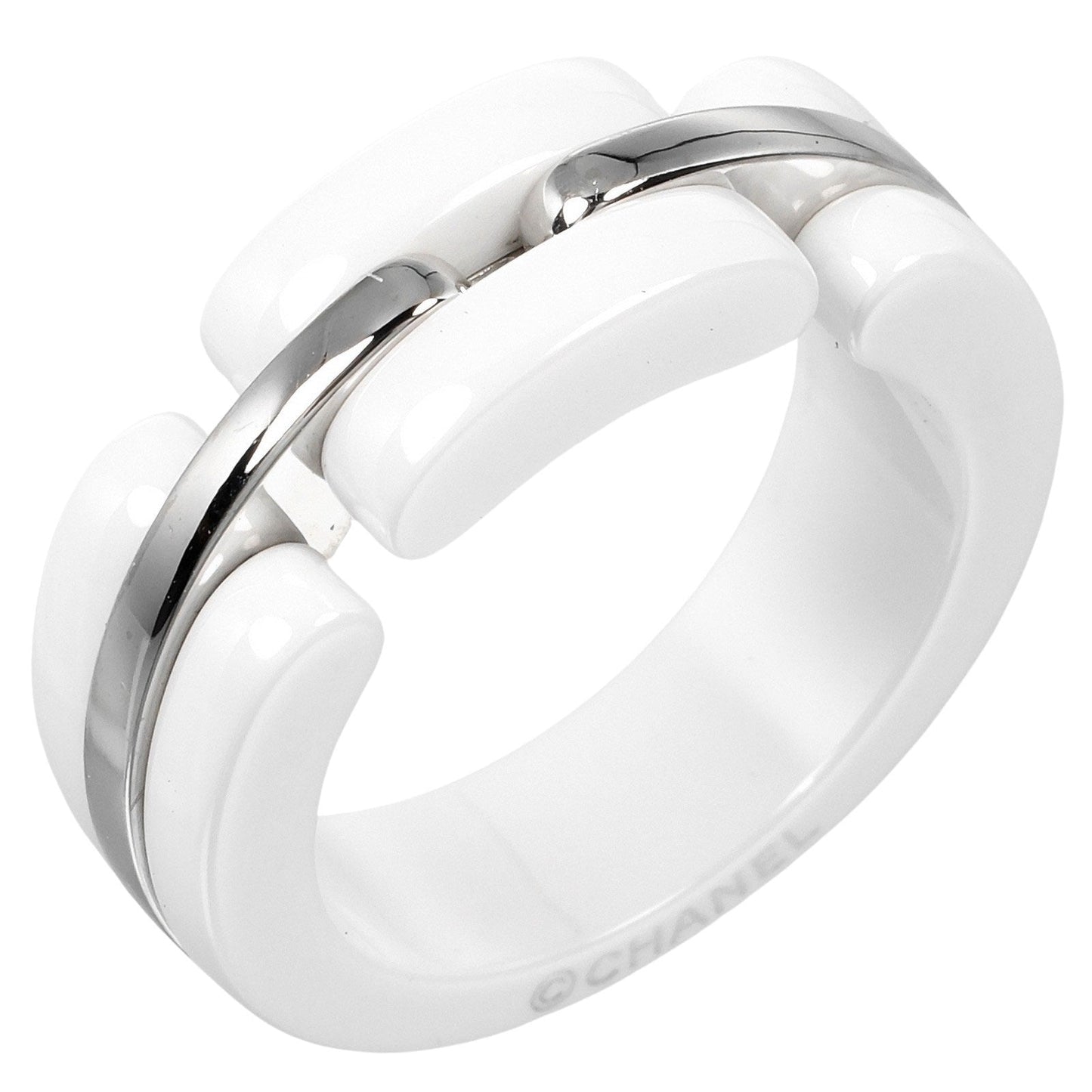 CHANEL Ring K18 White Gold, White Ceramic white Ultra Collection Women  