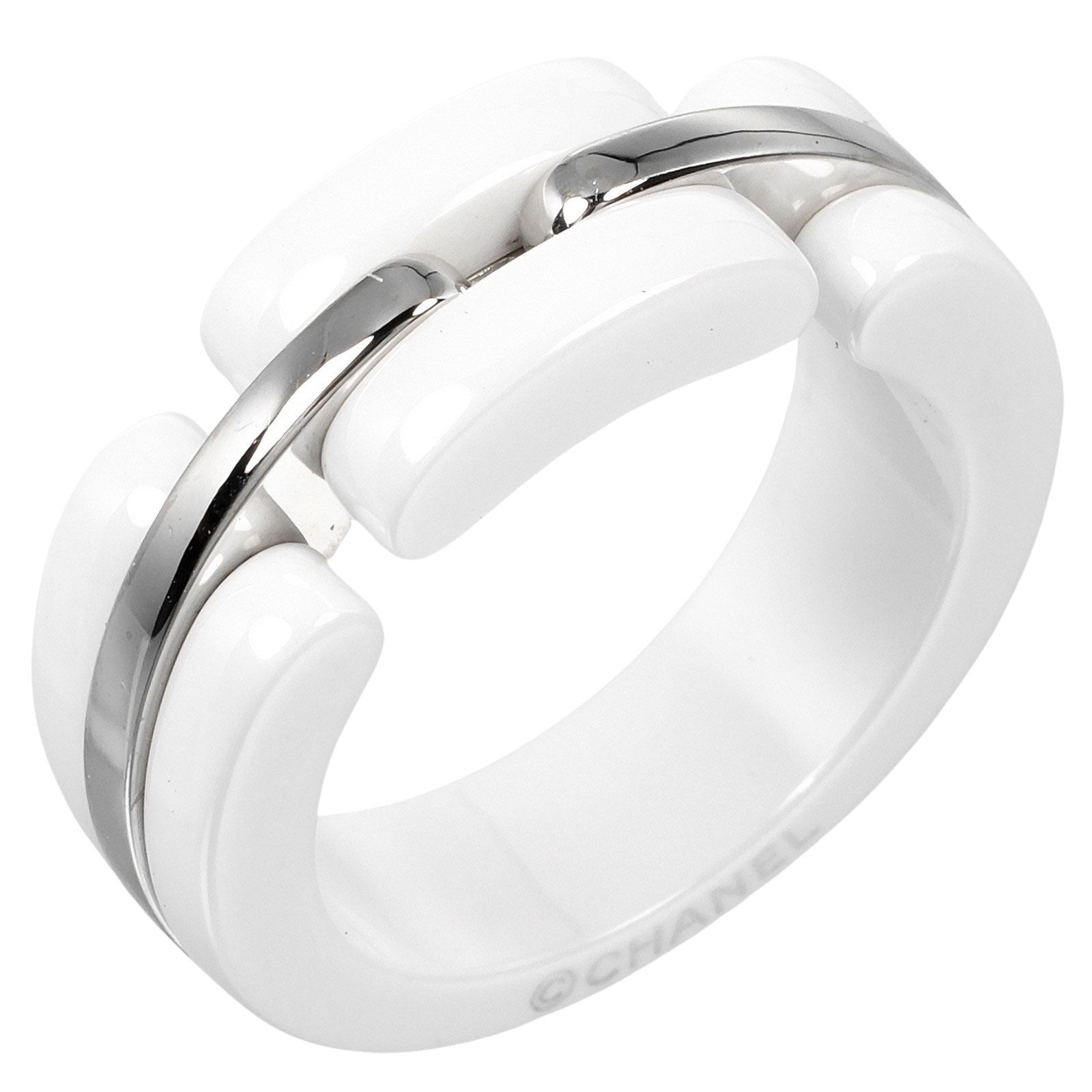 CHANEL Ring K18 White Gold, White Ceramic white Ultra Collection Women  