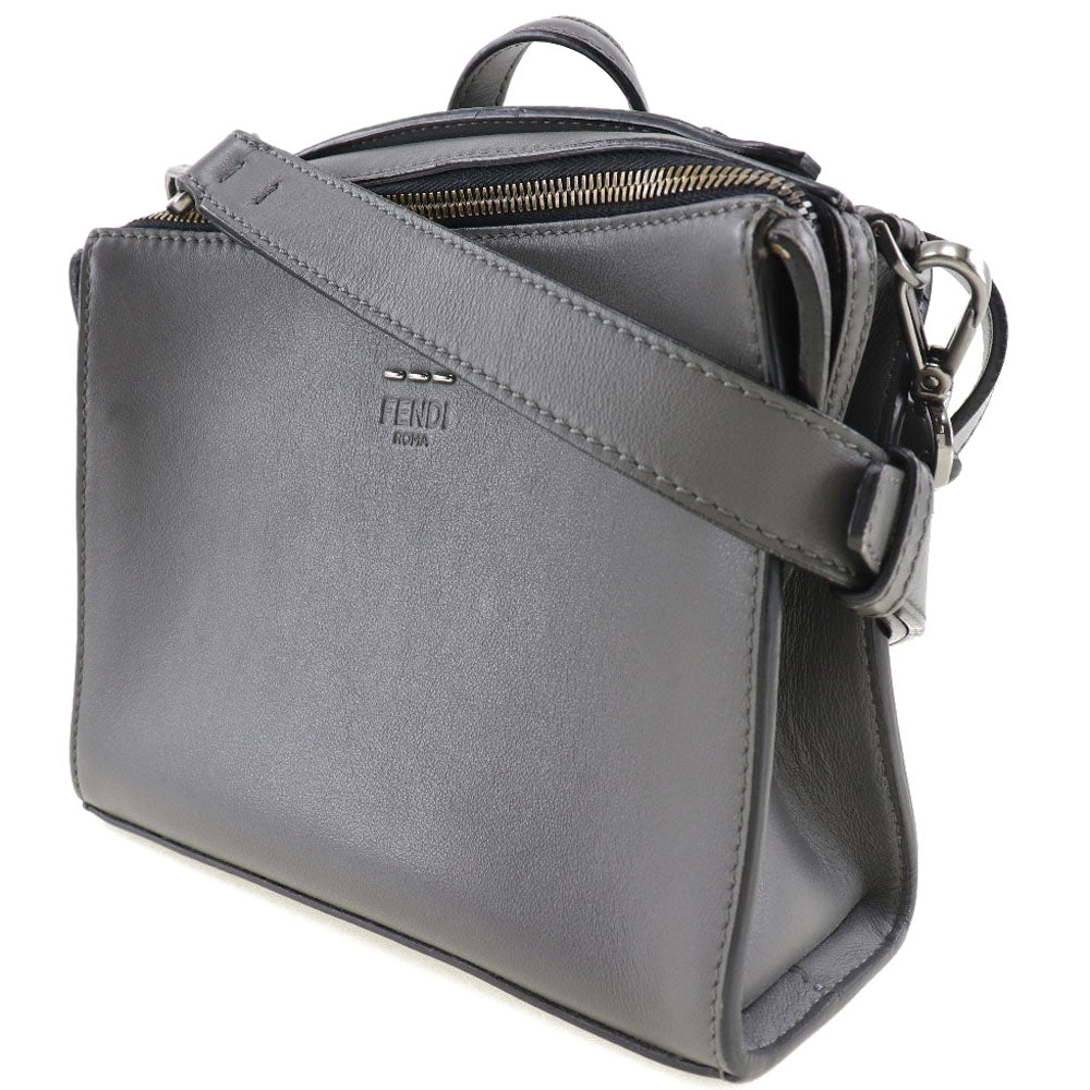 Fendi Handbag 2Wayshoulder Messenger Women Leather Gray Mini Shoulder Bag