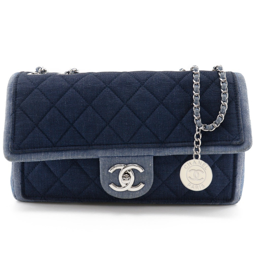 Chanel denim Double Matrasse ChainShoulder Blue Shoulder Bag