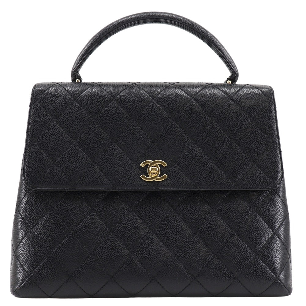 Chanel Caviar skin One handle Matrasse COCO Black Handbag