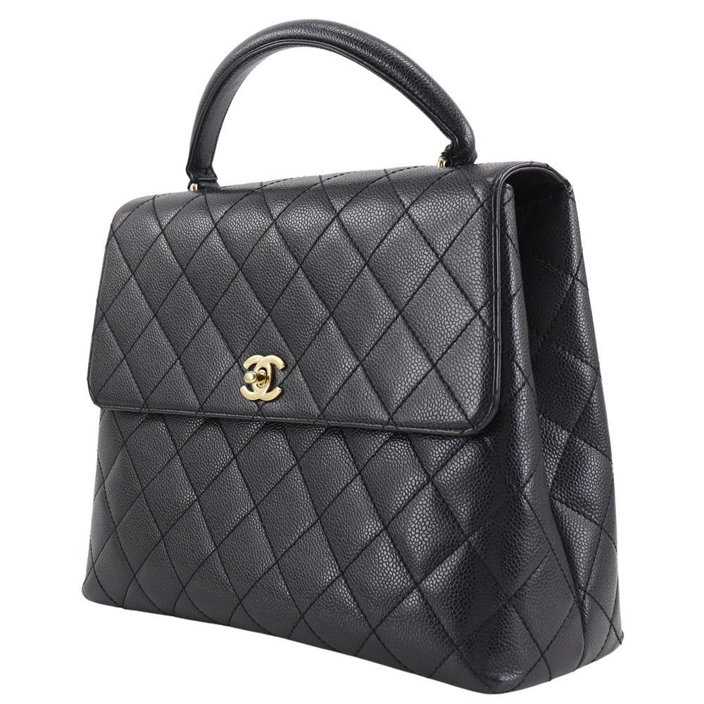Chanel Caviar skin One handle Matrasse COCO Black Handbag