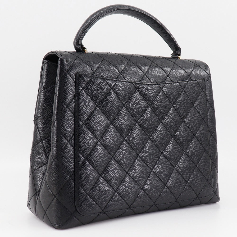 Chanel Caviar skin One handle Matrasse COCO Black Handbag