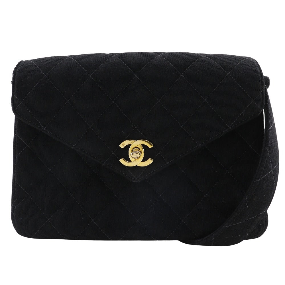 Chanel cotton COCO Mark Matrasse Black Shoulder Bag