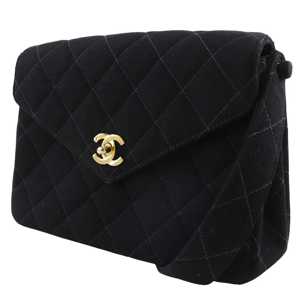 Chanel cotton COCO Mark Matrasse Black Shoulder Bag