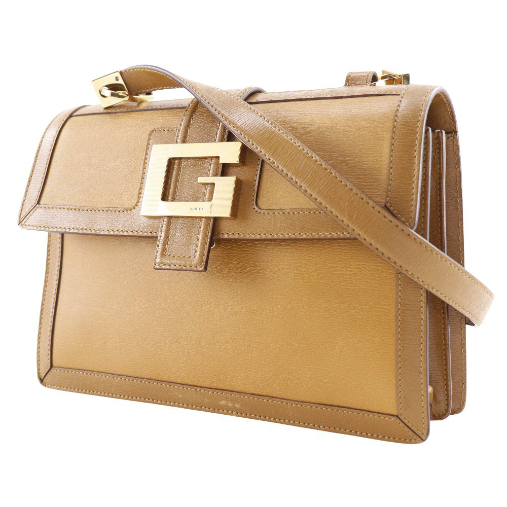 Gucci 001. G buckle Calfskin Brown Shoulder Bag