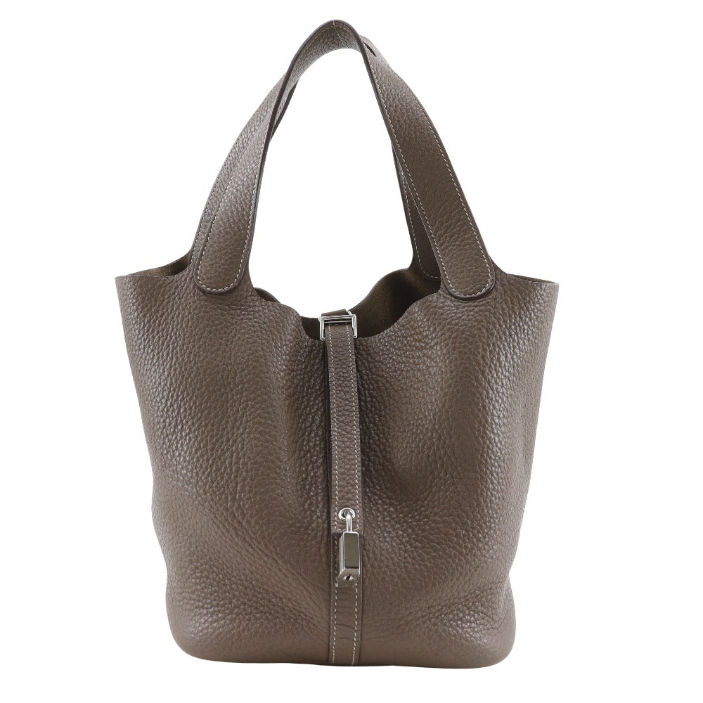 Hermes Handbag Taurillon Clemence Pico Lock Mm Black Tan Travel Bag