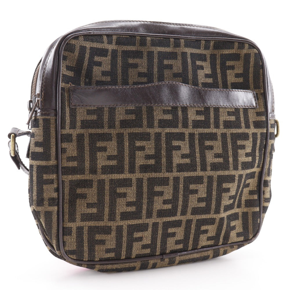 Fendi Shoulder Bag Zucca Women Canvas Nylon Brown