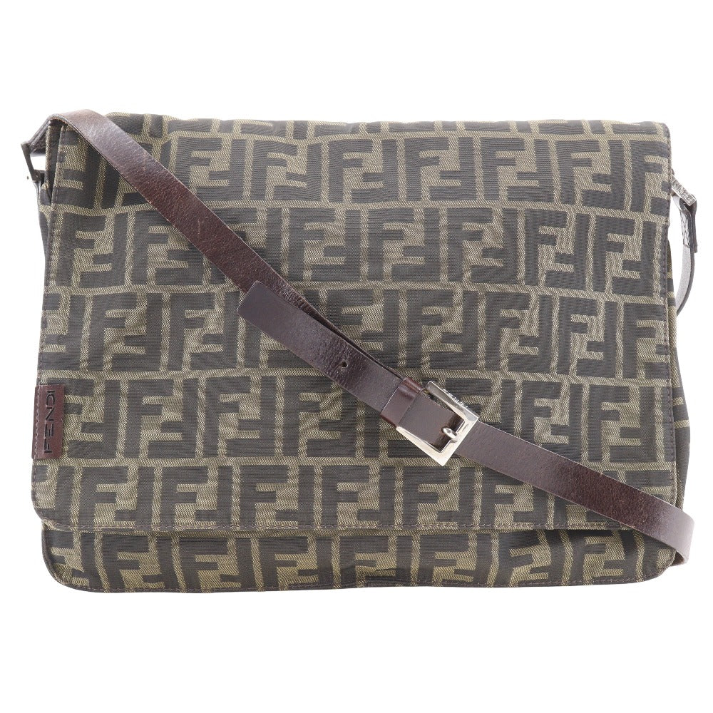 Fendi Shoulder Bag Zucca Unisex Unisex Canvas Nylon Brown