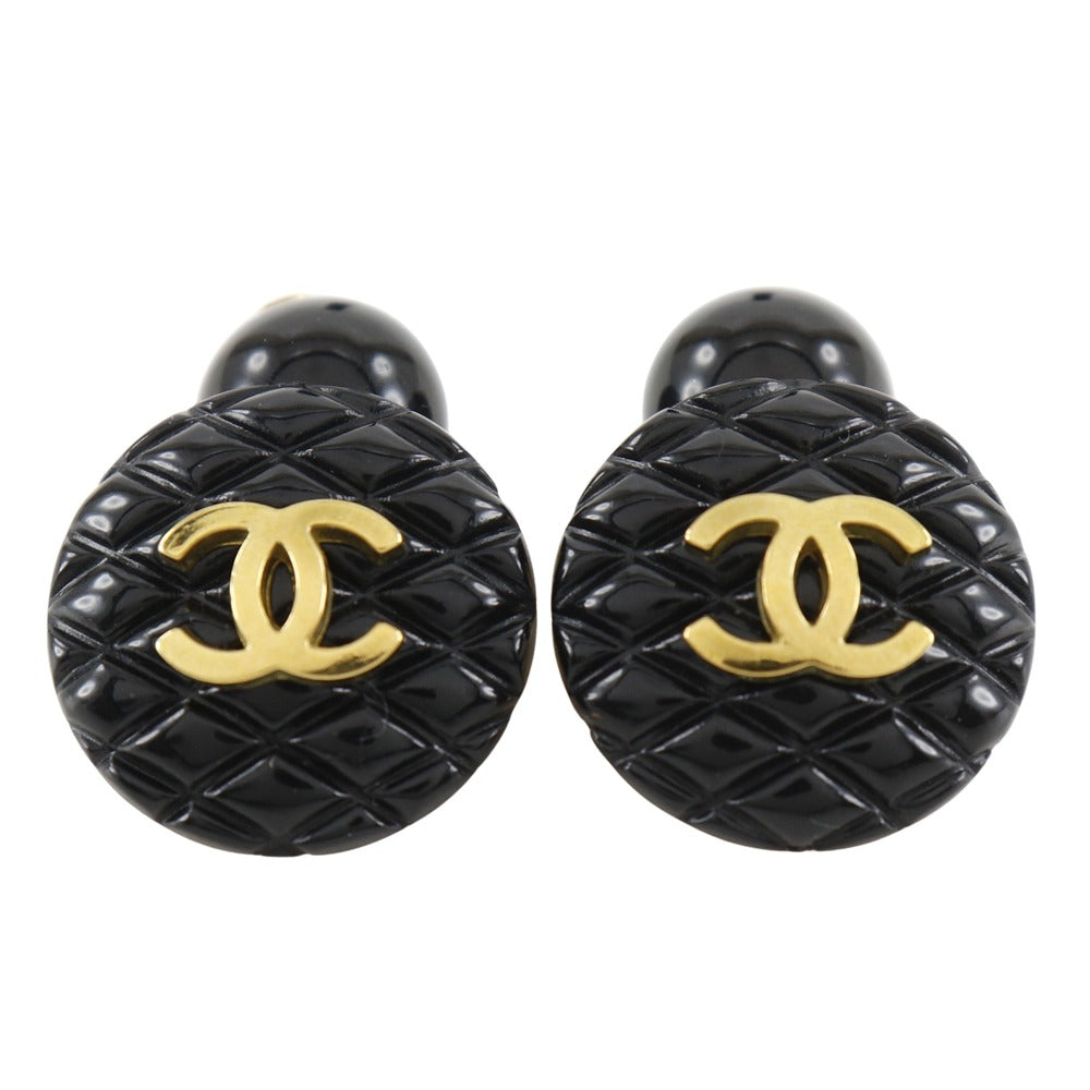 Chanel cuffs Plastic Plated Matrasse COCO Mark Black Gold Handbag