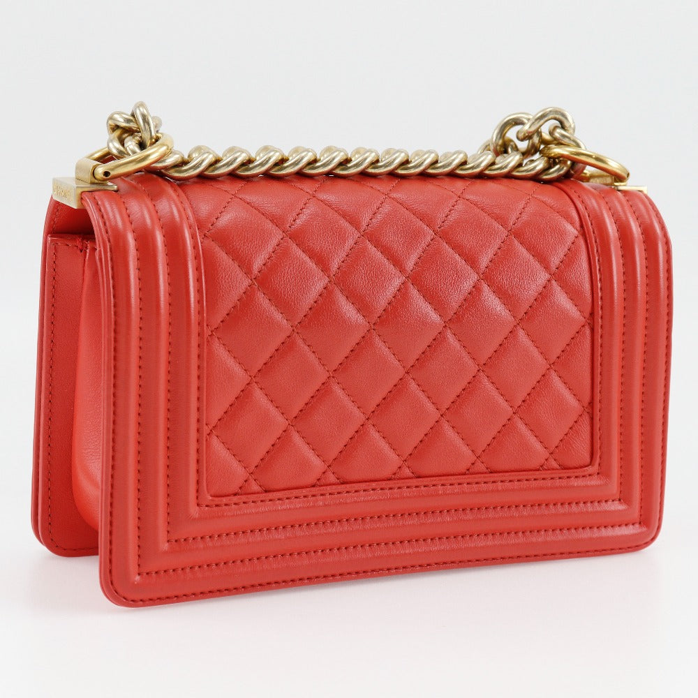 Chanel lambskin Boy ChainShoulder Red Shoulder Bag